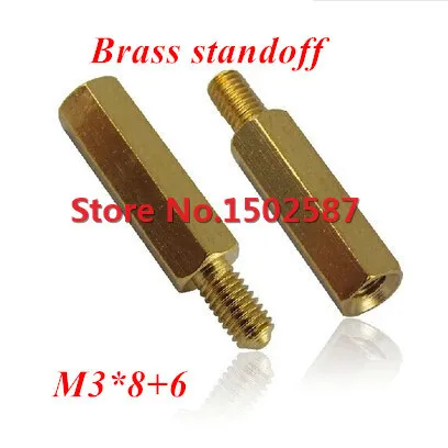 200 Pieces M3*8+6 Brass Hex Standoff Spacer M3