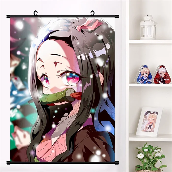 F Японское аниме Demon Slayer: Kimetsu no Yaiba Kamado Tanjirou Kamado Nezuko настенный свиток плакат Настенные подвесные плакаты домашний декор - Цвет: F