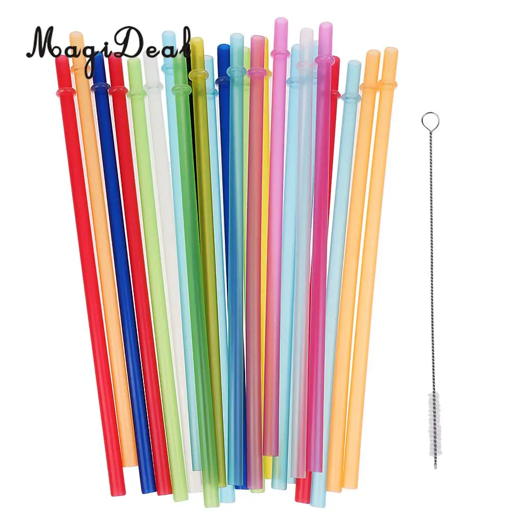 Многоразовые пластиковые соломинки для питья многоразовые 25 штук с чистящей