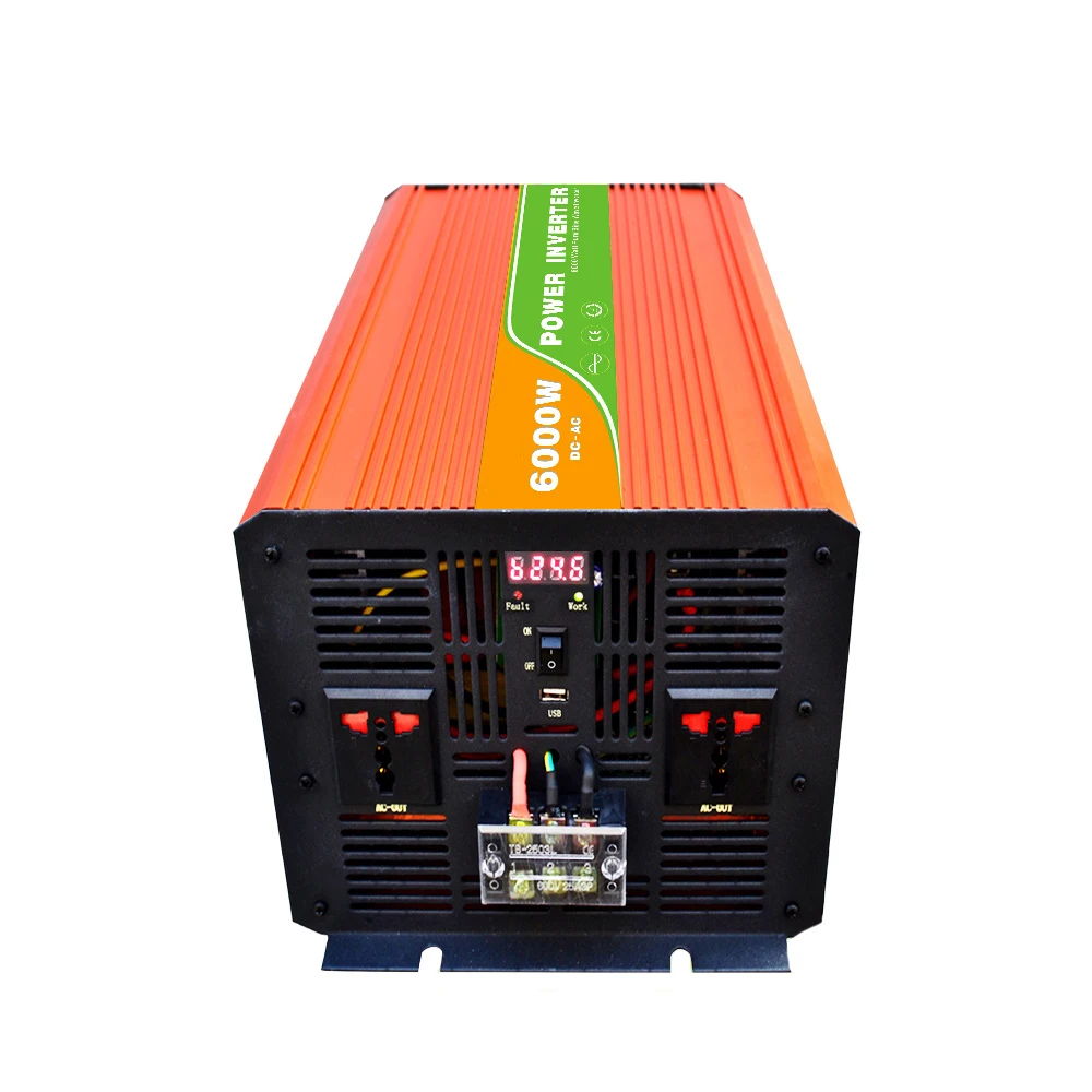 

Digital 48VDC 6000W Off Grid Inverter to 100-240VAC Ouput, Peak Power 12000W Pure Sine Wave Power Solar/car Inverter With 5V USB