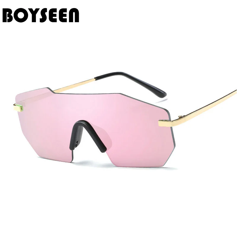 

BOYSEEN Classic Rimless Sunglasses Women Mirrored Brand Designer Sun glasses Men Fashion Oversize Goggles Oculos UV400 2305