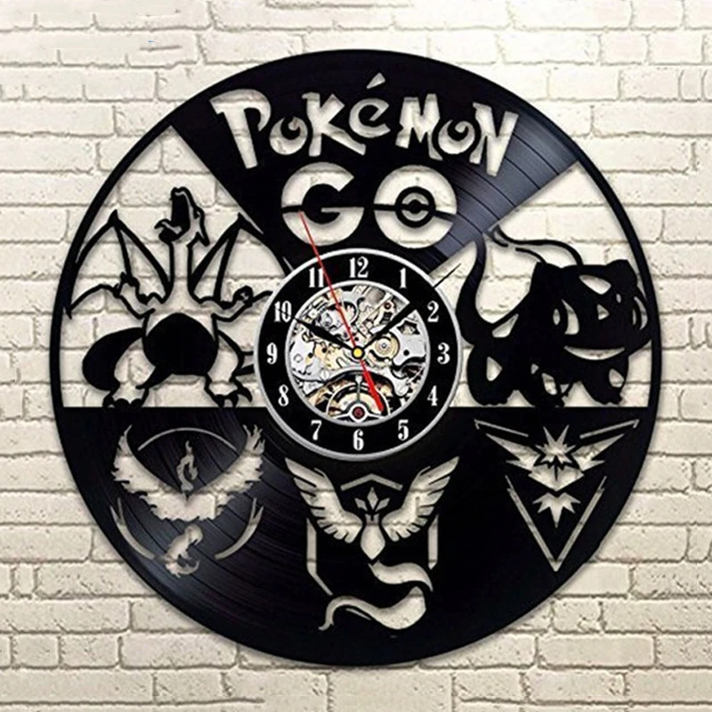 1 Saat Wandklok Pokemon настенные часы дизайн декоративная детская комната мультфильм Пикачу винтажные виниловые часы-пластинка домашние декоративные часы - Цвет: 1