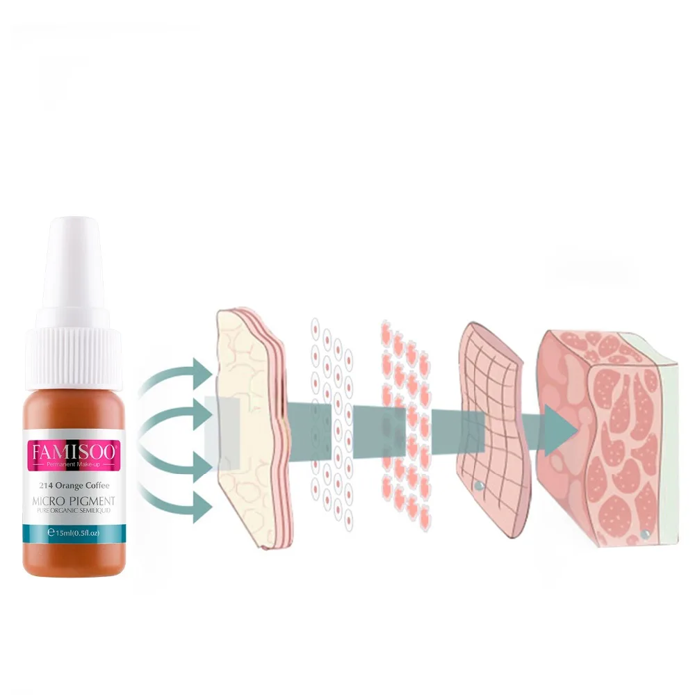 Famisoo оранжевый Кофе чистого органического Microblading губ Цвет татуировки татуаж чернила для бровей пигмент для татуировок Nano