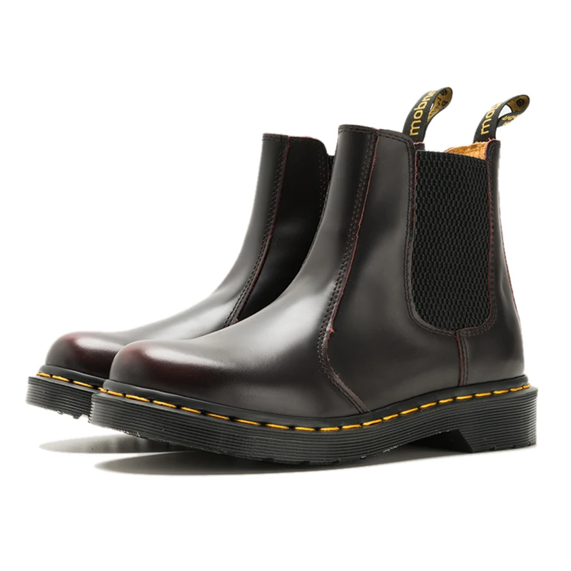 Модные женские ботинки «Челси» в британском стиле; обувь без застежки; обувь на толстой платформе; ботильоны из натуральной коровьей кожи на квадратном каблуке; большие размеры