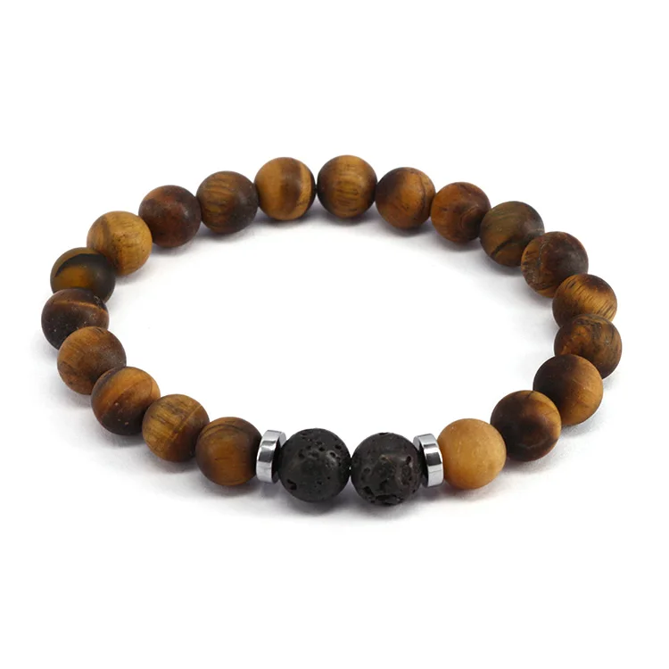 FORZIO модные матовые тигровый глаз камень с Лава шарик эфирное масло Браслеты Sivler