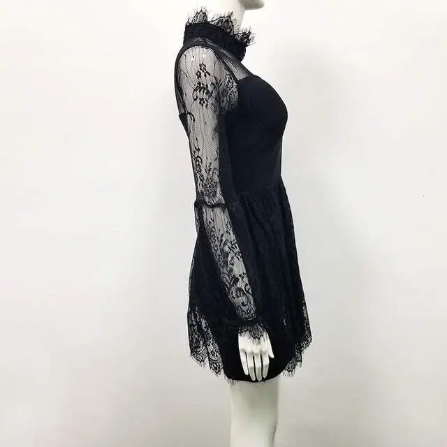 Black Lace Dress Top Quality Sexy Bandage Celebrity Fashion Evening Party Summer Bodycon | Женская одежда