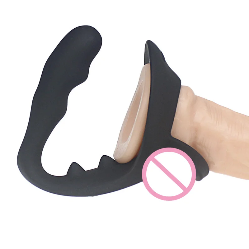 Черная силиконовая Анальная пробка кольцо для пениса Носилки Мужской массажер