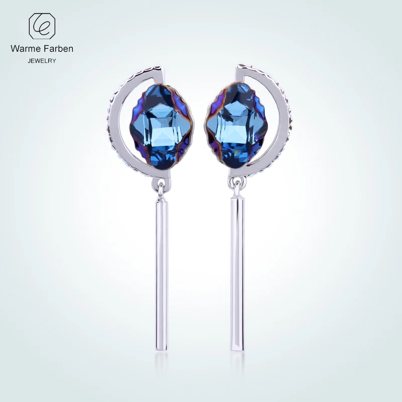 Женские серьги с кристаллами Swarovski полукруглые из серебра 925 пробы для вечеринок |
