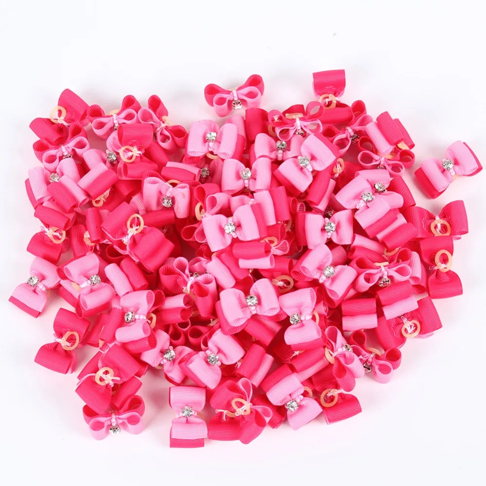 10 шт собак Уход банты ручной работы Двойные Цвета для щенка маленькие породы