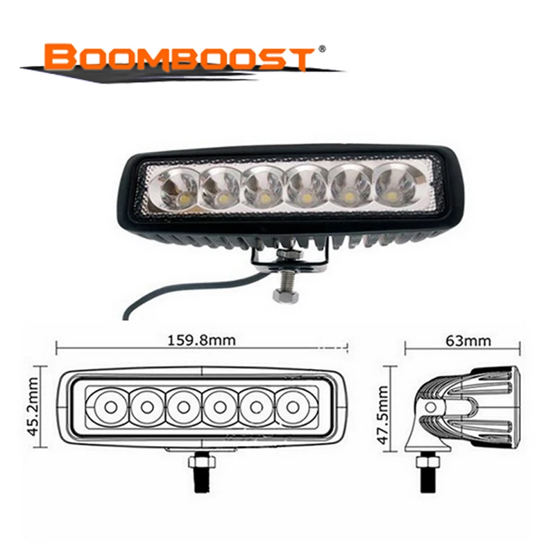 

Car Boat Truck Spotlight Accessories 1pcs New Universal Car 18W Flood 6 LED Light Work Bar Lamp Driving Fog Offroad SUV 4WD