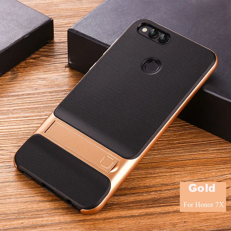 Gold bumper Huawei honor 7X7 X чехол для телефона s противоударный деловой гибридный мягкий силиконовый чехол и жесткий чехол-бампер чехол для huawei honor 7x5,93" - Цвет: Gold bumper