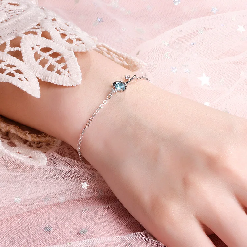 FENGLI литературный ключ синий кристалл браслеты темперамент креативный женский