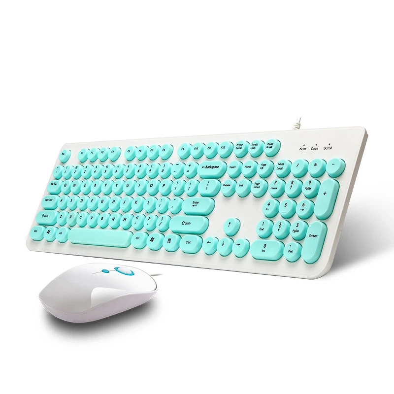 USB Проводная игровая клавиатура для девочек и мышь круглая кнопочная