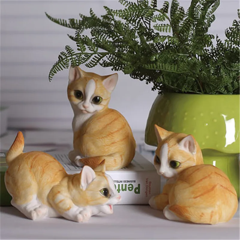 Милые искусственные Коты креативный домашний декор фигурка из смолы