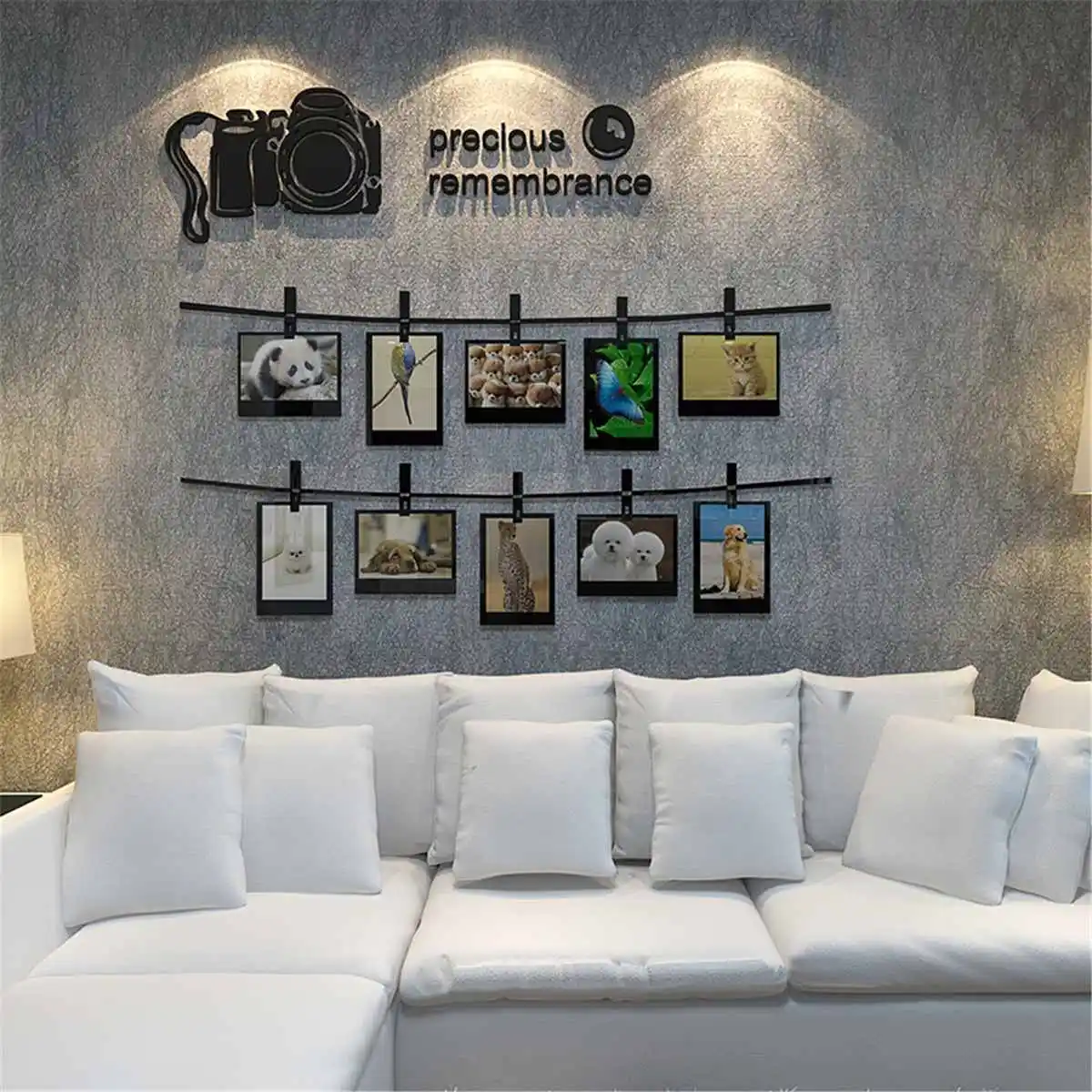 3D DIY акриловый настенный стикеры Семейные свадебные фоторамки ПВХ Наклейки на стены Искусство домашний ТВ фон украшение плакат наклейки Фреска - Цвет: Черный