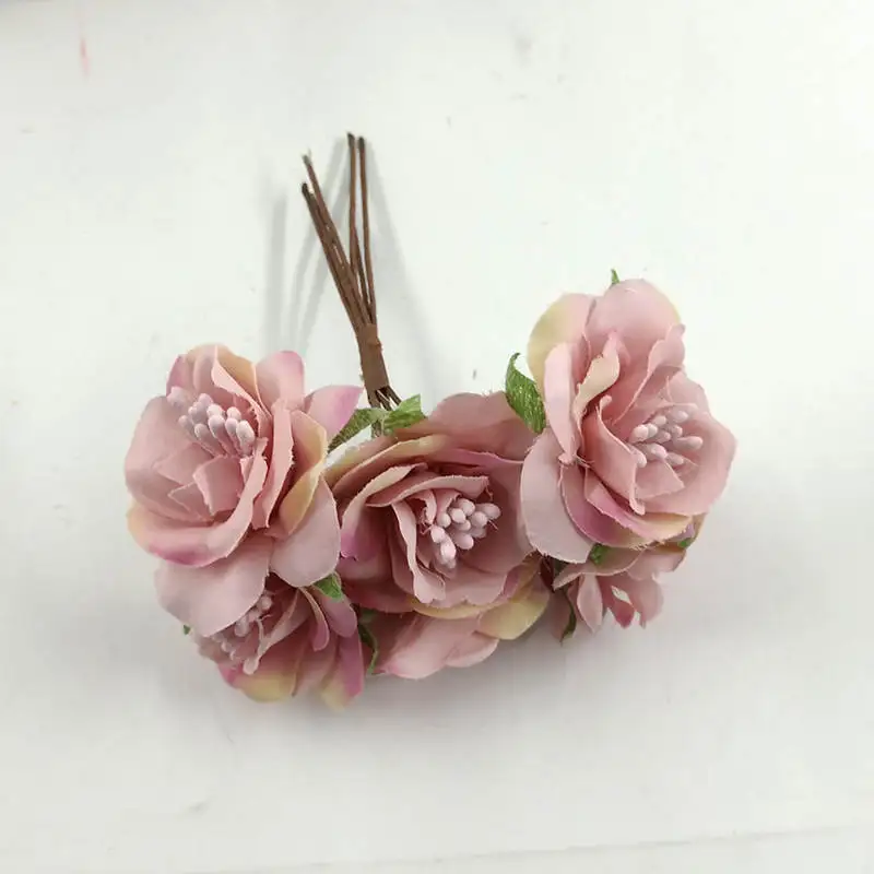 Purple red bean past 6 шт. 4 см миниатюрные искусственные цветы, украшенные ромашками для свадьбы, украшения ручной работы - Цвет: Purple red bean past