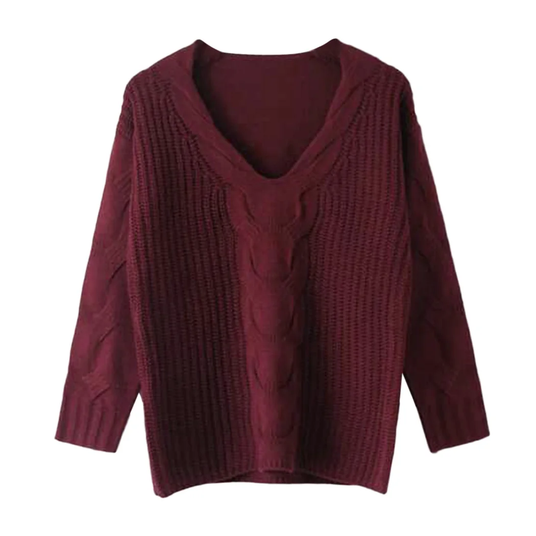 Women Long Sleeve Off Shoulder Sweater Pullover Winter Sexy Deep V-Neck Twist Knitted Sweaters 2018 Autumn Outwear Jumper Femme | Женская