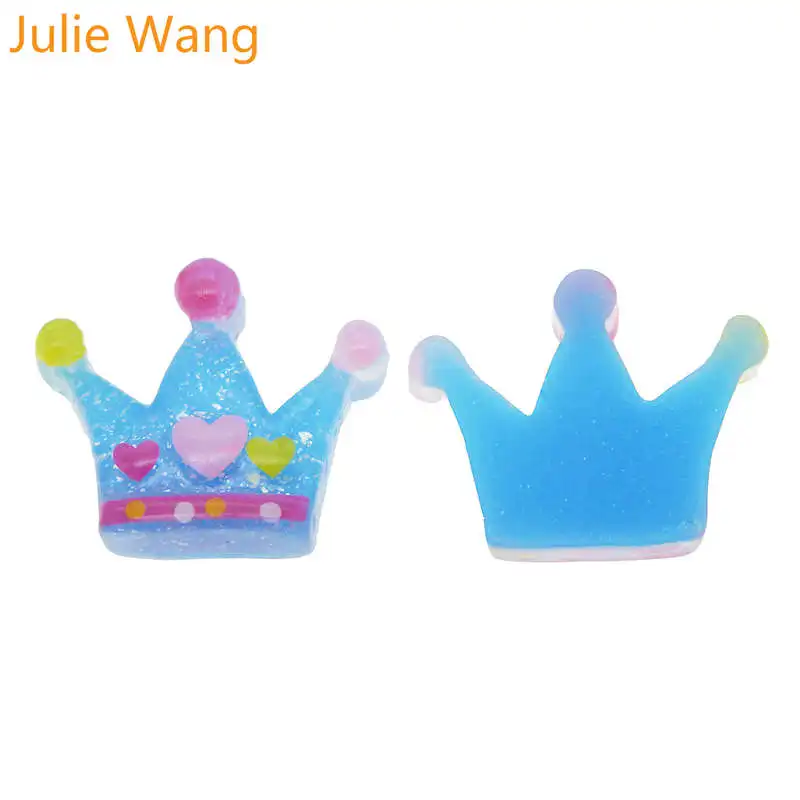 Julie Wang 12 шт. подвески из смолы Королевская Принцесса Корона слайм с плоской