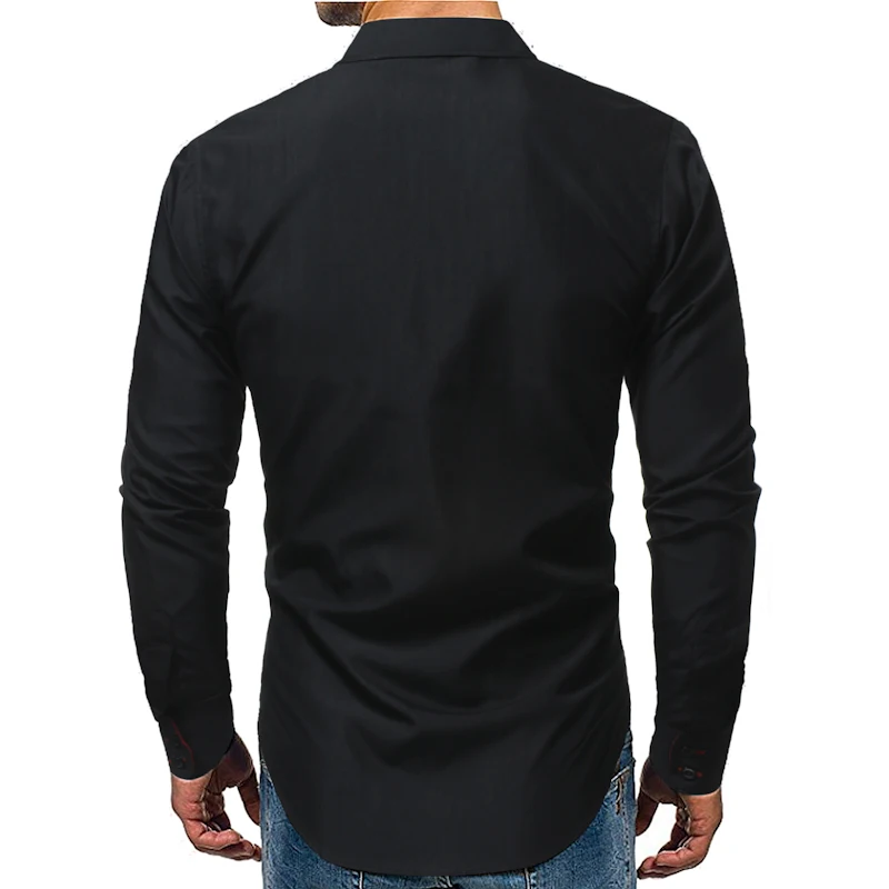 Мужская рубашка с вышивкой Однотонная длинными рукавами тонкая летняя одежда