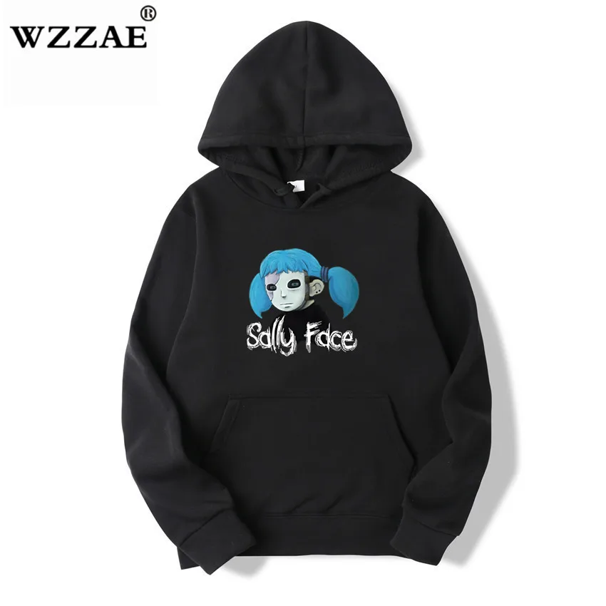 Новая мода Sally Face Косплей принт спортивная одежда толстовки мужские толстовки с капюшоном Хорошие толстовки Японский пуловер Толстовка - Цвет: Black