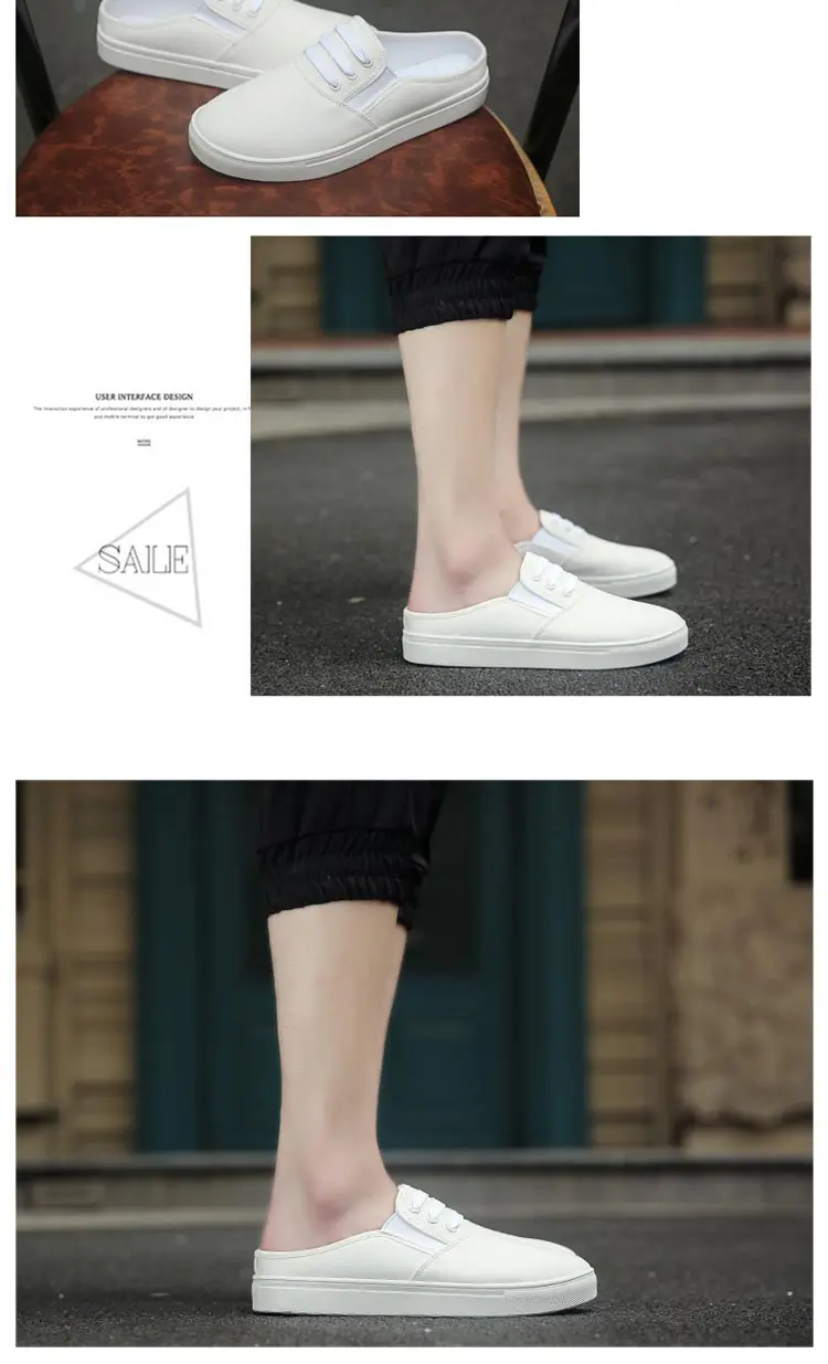 EXCARGO mules; мужские шлепанцы без шнуровки; коллекция года; белые парусиновые кроссовки для мужчин; тапочки с закрытым носком; летние туфли на плоской подошве для мужчин