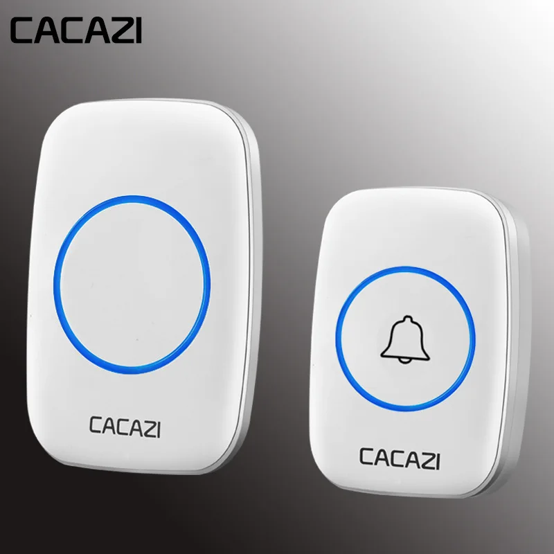 white1x1 CACAZI Беспроводной дверной звонок 100-240V Водонепроницаемый дверной звонок 38 кольца 3 объем дверной звонок 300 м Пульт дистанционного управления цифровой дверной звонок EU/US/UK Разъем - Цвет: white1x1