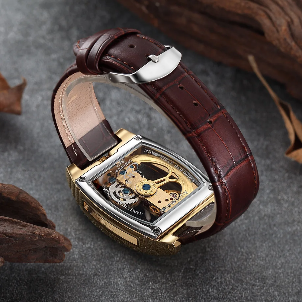 

Tourbillon Automatic Watch Golden Wristwatches Men Transparent Skeleton Mechanical Watches Men Fashion Sports Military Watch New