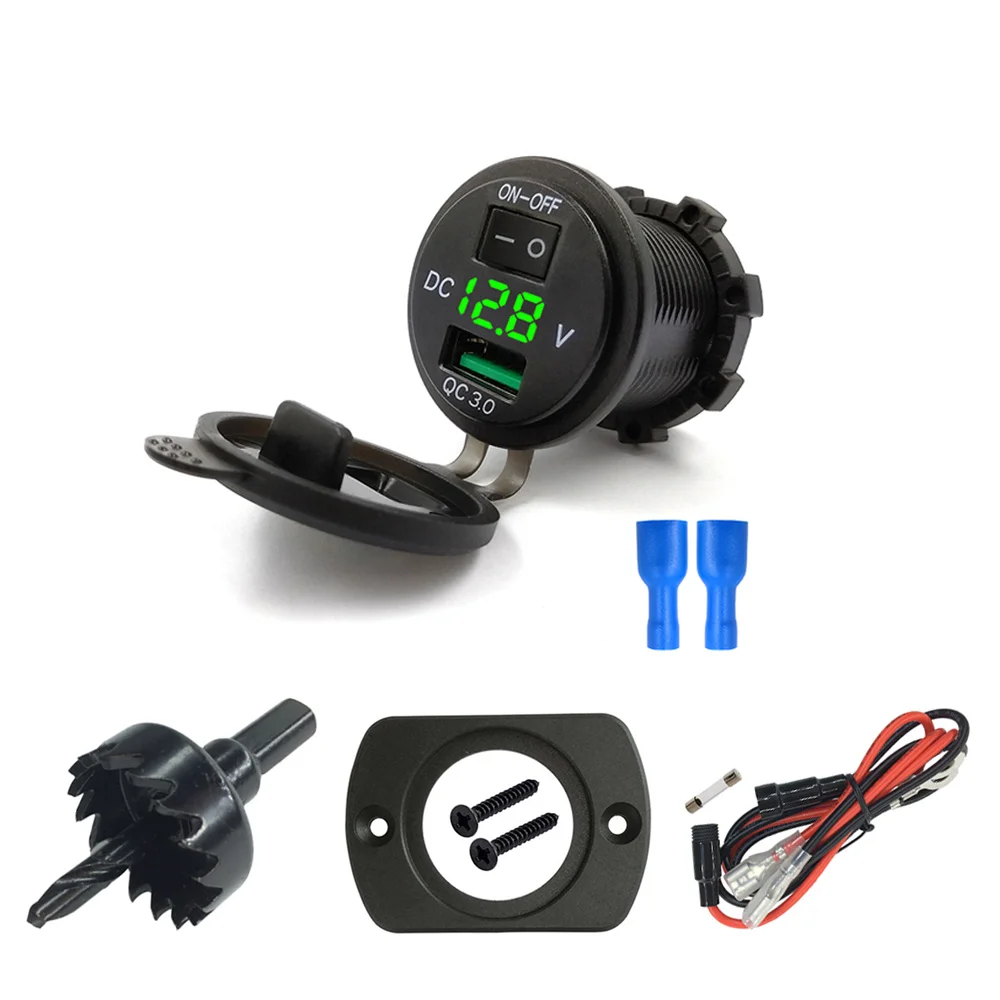 Buendeer QC3.0 12 В USB розетка с переключателем ВКЛ/ВЫКЛ 4 в 1 DIY Kit USB зарядное устройство гнездо адаптер для 12-24 В Автомобиль Мотоцикл морской RV