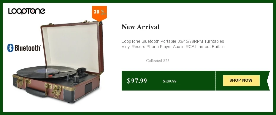 LoopTone Винтаж 33/45/78 оборотов в минуту, Bluetooth Портативный чемодан Проигрыватели винила LP проигрыватель разъём подачи внешнего сигнала Aux-in линейный выход AC110~ 240V черный