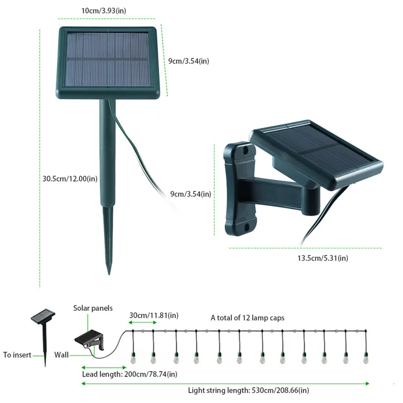 Открытый Солнечный медный провод светодиодный струнный свет водонепроницаемый