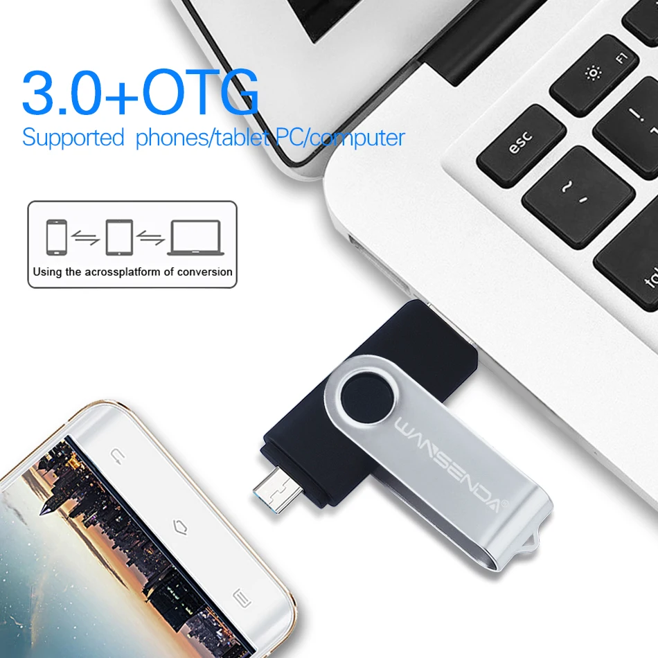 WANSENDA OTG USB флеш-накопитель 128 ГБ 256 Usb флешка 3 0 32 Гб 64 высокоскоростная Флешка для