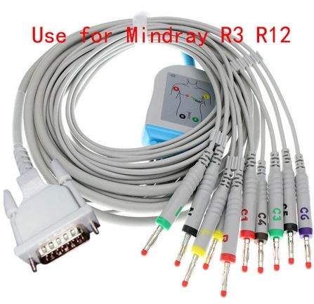 5 шт./лот совместимый новый кабель MINDRAY BeneHeart R series R3 R12 ECG/EKG с 10 проводами Банан 4 0