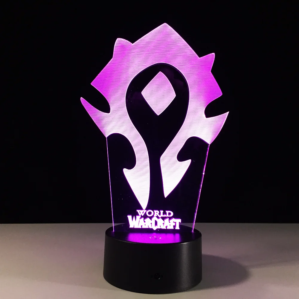 3D Иллюзия WOW World of Warcraft LED Настольная лампа светильник 7 Цвет ночной Светильник