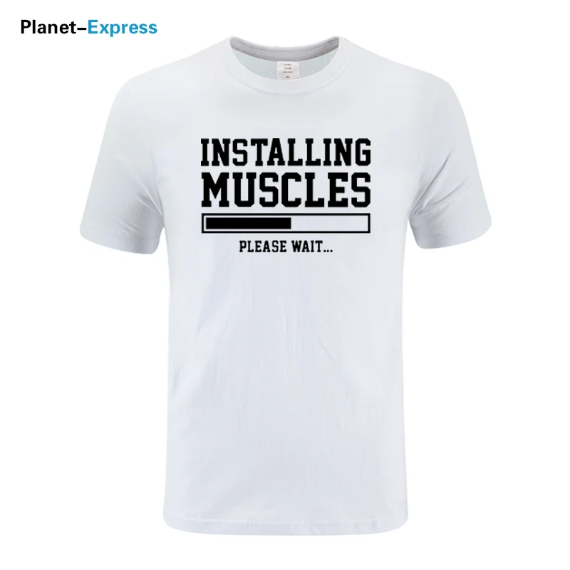 Летняя Повседневная хлопковая футболка для мужчин установка мышц упражнения