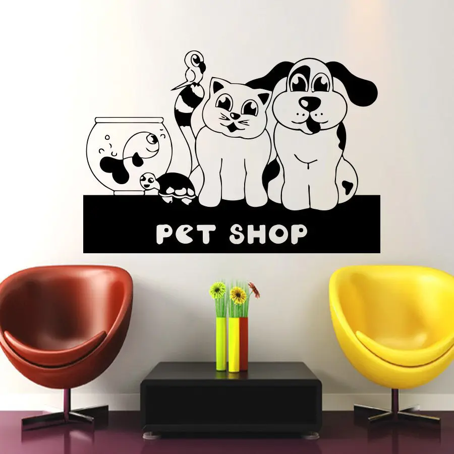 

Салон для ухода за собакой Pet Shop Стикеры наклейка Muur Стикеры s Плакаты виниловая наклейка на стену Art Наклейки Parede Декор росписи Pet Shop Стикеры