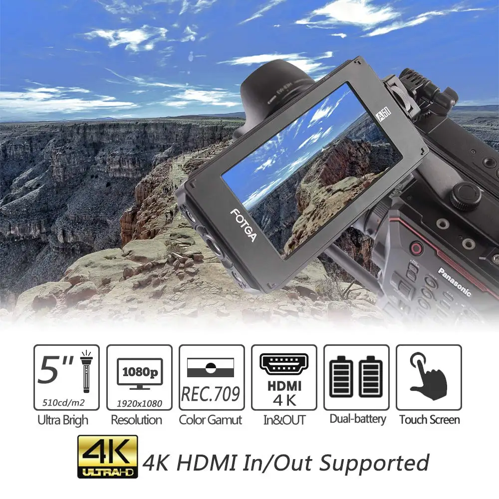FOTGA DP500IIIS A50T " FHD видео накамерный полевой монитор сенсорный экран 1920x1080 HDMI 4K вход/выход для 5diii IV A7 A7R GH4