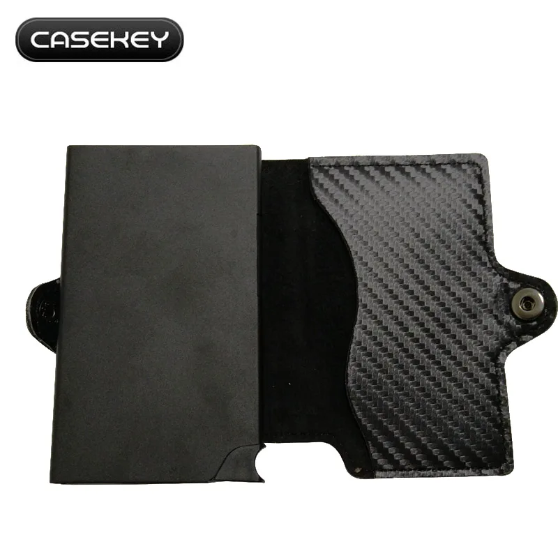 CaseKey мужской карбоновый кожаный ID кредитный держатель для карт с карманом для монет протектор RFID зажим для бумажника