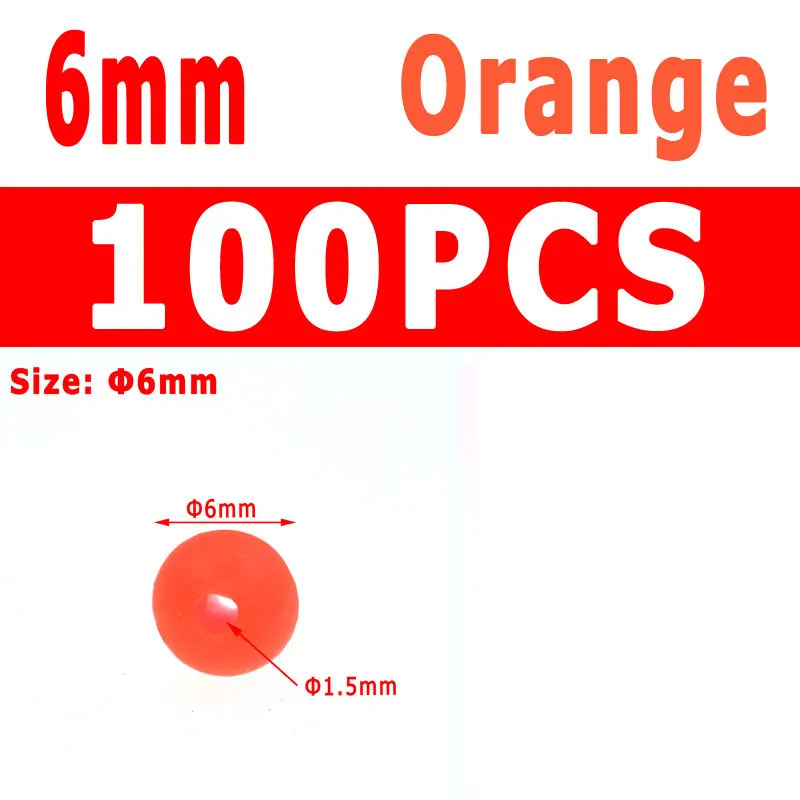 100pcs Orange 6mm 1 упаковка разных размеров круглые/овальные мягкие светящиеся бусинки морские рыболовные приманки Плавающий поплавок снасти Пластиковые светящиеся бусины для изготовления Сабики - Цвет: 100pcs Orange 6mm