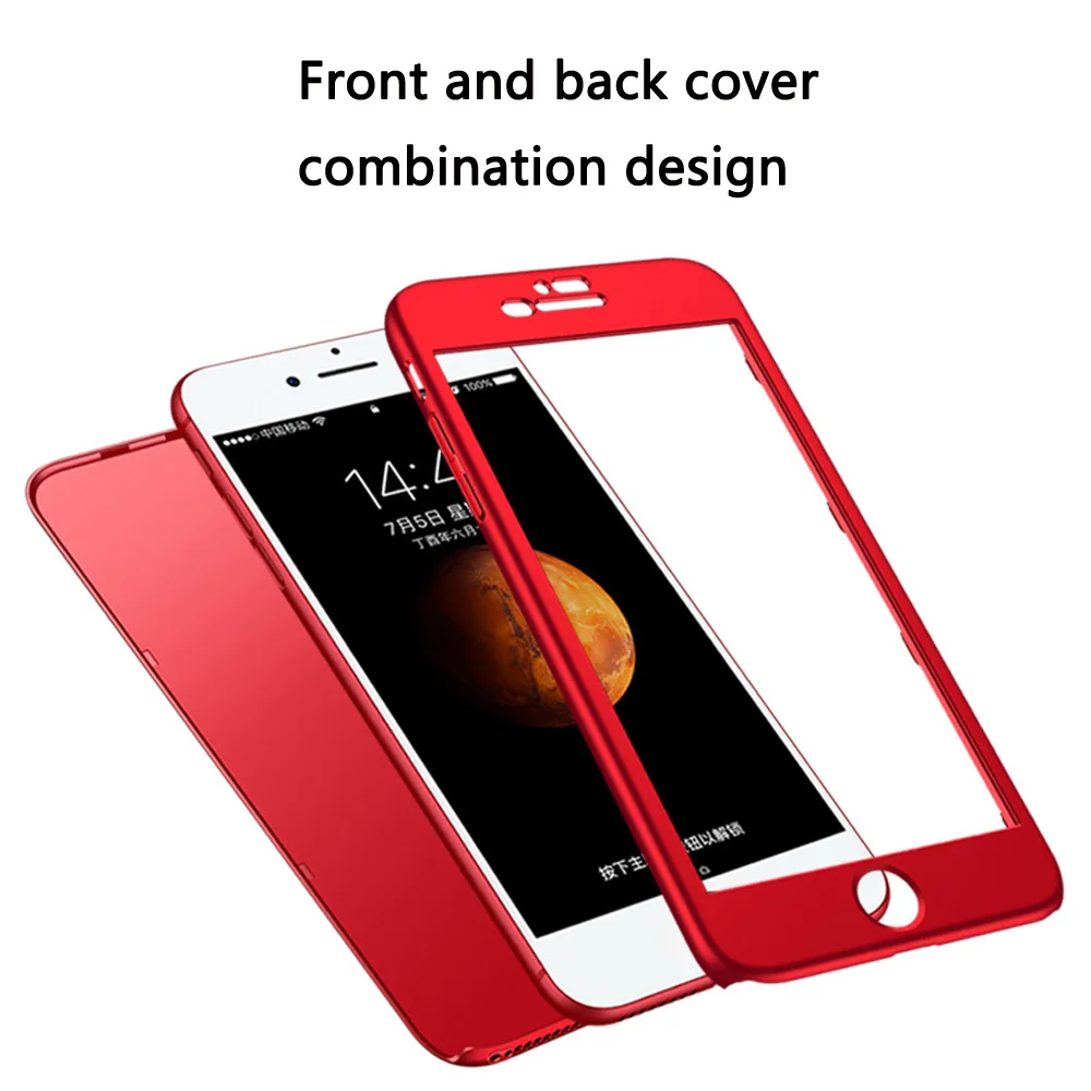 OTAO 360 Full Protective Phone Case For iPhone 8 7 Plus 6 6s 5 5S SE X 10 Cover XR Xs Max Cases With Glass | Мобильные телефоны и