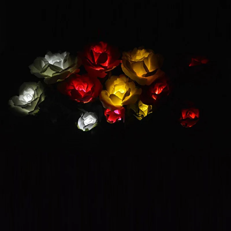 Светодиодная лампа с розовым цветком солнечная для сада двора лужайки ночная