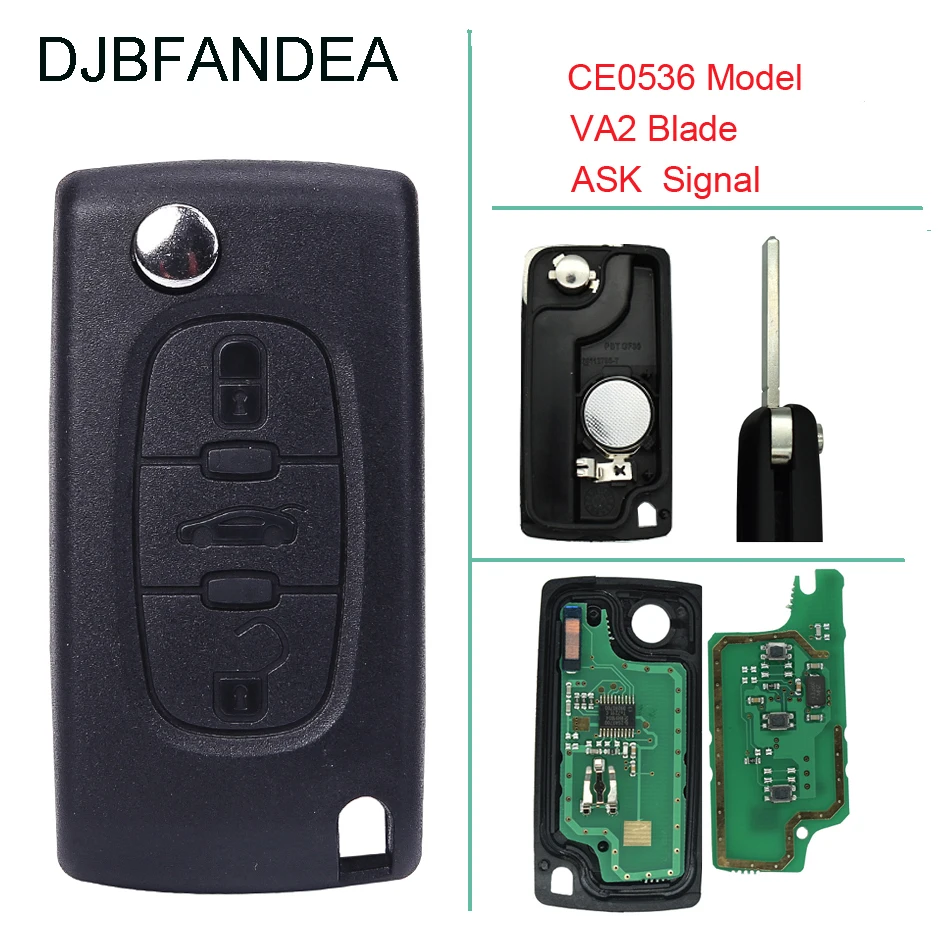 DJBFANDEA складной ключ с 3 кнопками для Peugeot 307 407 308 433 МГц чип ID46 VA2 Blade|Ключ от авто| |
