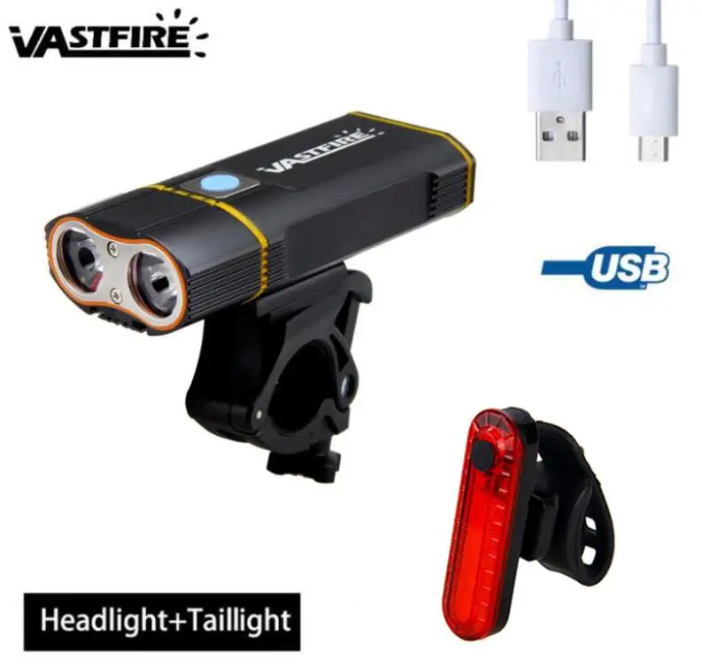 With USB Taillight USB передний велосипедный головной светильник 2XL2 светодиодный велосипедный светильник фонарь Встроенный перезаряжаемый аккумулятор велосипедная лампа с для безопасности, крепление сзади светильник - Цвет: With USB Taillight