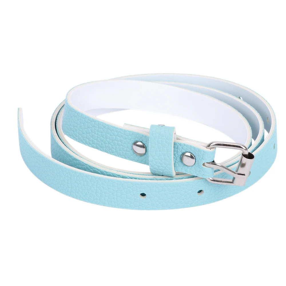 sky blue Sweetness женские ремни из искусственной кожи тонкий конфетных цветов тонкий пояс регулируемый пояс - Цвет: sky blue