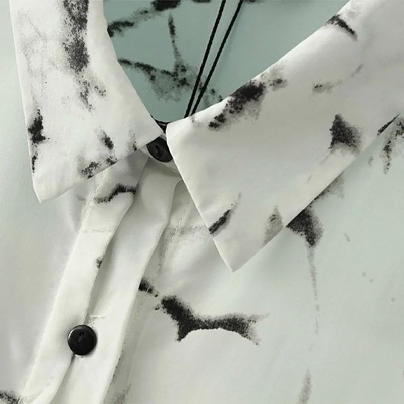 

Office Lady Lapel Long Sleeve Versatile Ink Printed Chiffon Blouse Feminina Harajuku Autumn Dropshipping