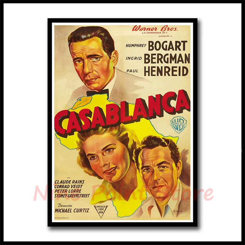 Голливудская классика любовь фильм Casablanca бумага с покрытием плакат наклейки на стену украшение дома современный стиль бескаркасные