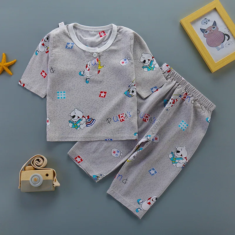 Мягкая летняя домашняя одежда для мальчиков и девочек хлопковые шелковые пижамы