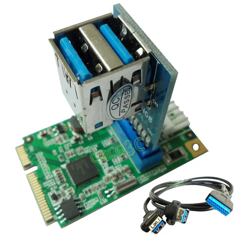 Мини адаптер PCI e на 2 порта USB 3 0 мини PCIe 19Pin Разъем USB3.0 + разъем разветвителя