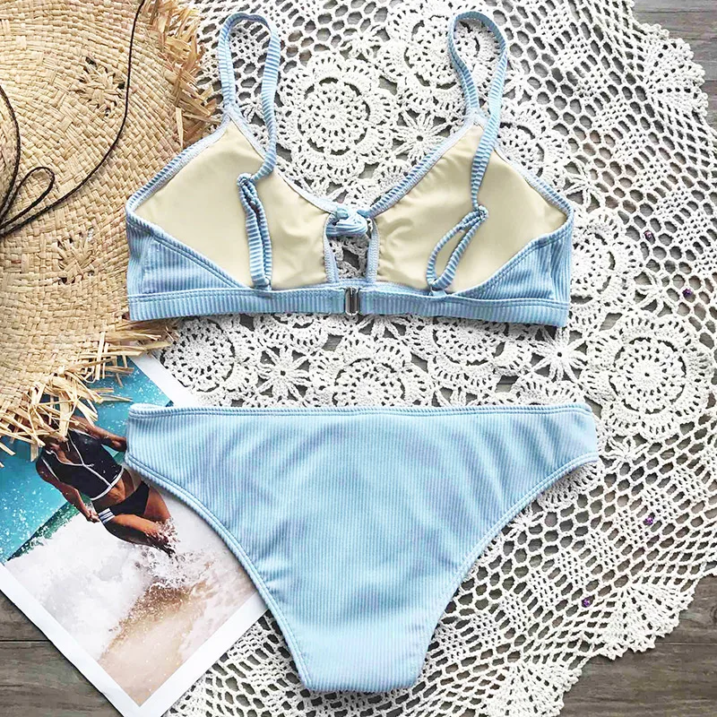 Комплект бикини CUPSHE Blue Cloud Tie женский летний сексуальный купальник пляжный