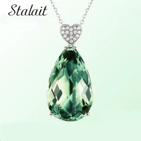 brand green color cz water drop zircon crystal pendant necklace new high quality women jewelry gift for wholesale