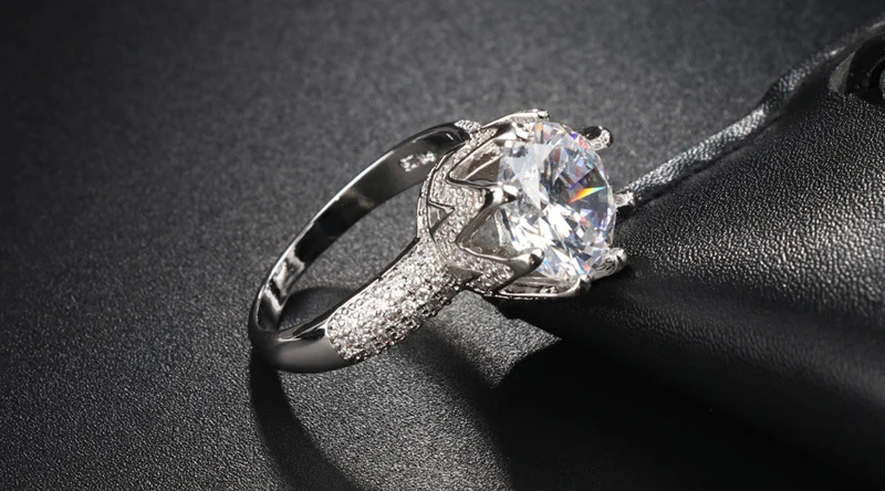 LMNZB роскошный большой 6ct пасьянс кольцо из стерлингового серебра 925 CZ циркон камни обручальное кольцо корона кольца подарок для женщин размер 5-12 LR064